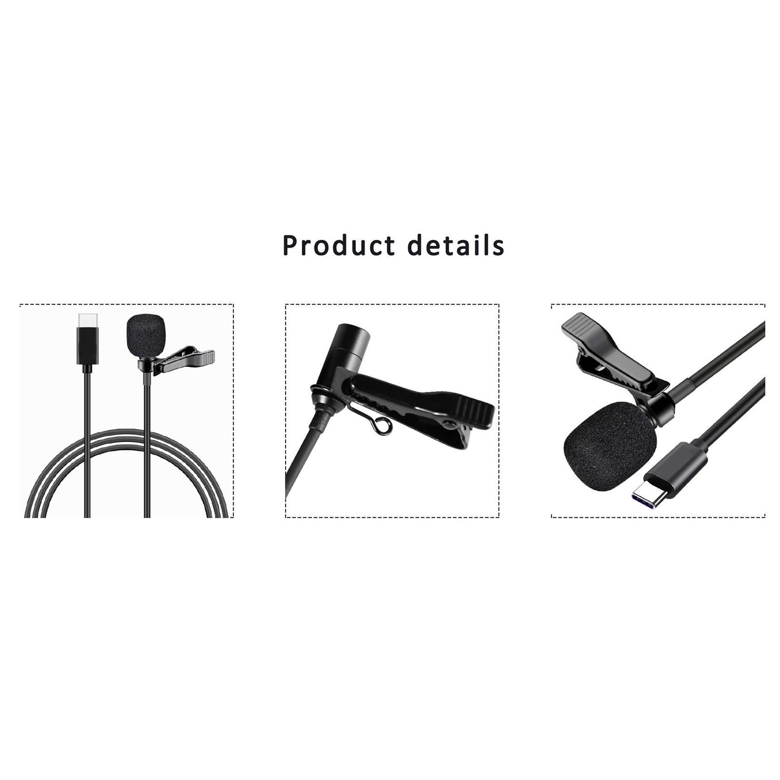 Lavalier Lapel Microphone, Type C Audio Mic Plug & Play Camera Vlogger Video Recording