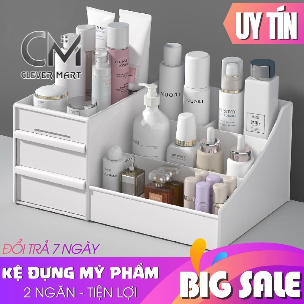 Kệ Đựng Mỹ Phẩm 3 Tầng 2 Ngăn Kéo, Hộp Đựng Đồ Trang Điểm, Makeup Bằng Nhựa Cao Cấp