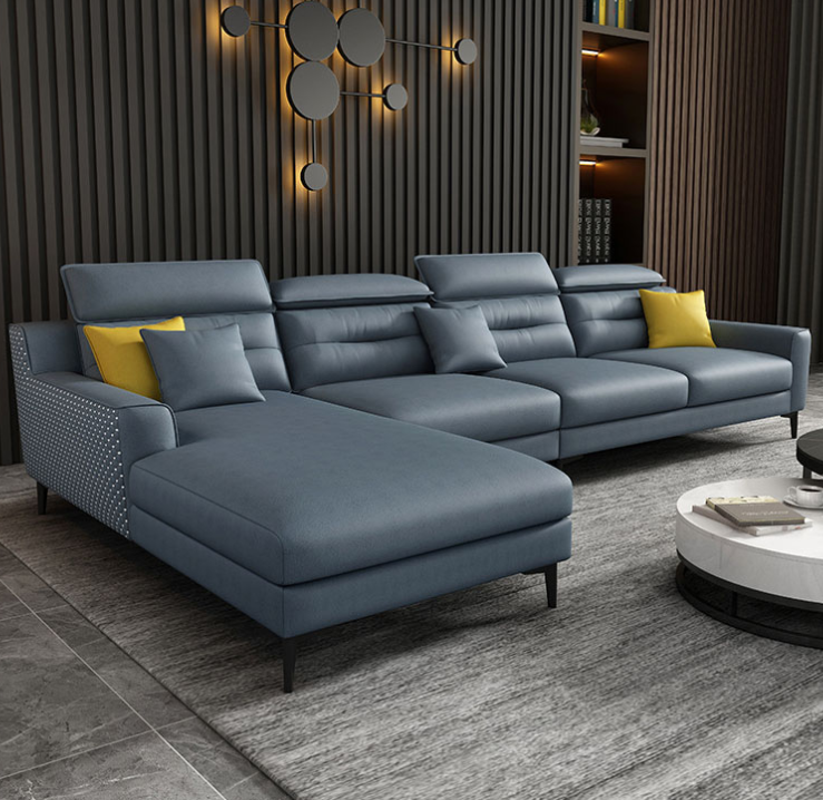 Sofa da đầu bật góc L cao cấp Juno Sofa HDCT-11