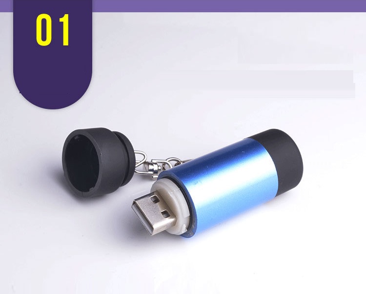 Móc khóa đèn pin mini siêu sáng sạc cổng USB tiện dụng -