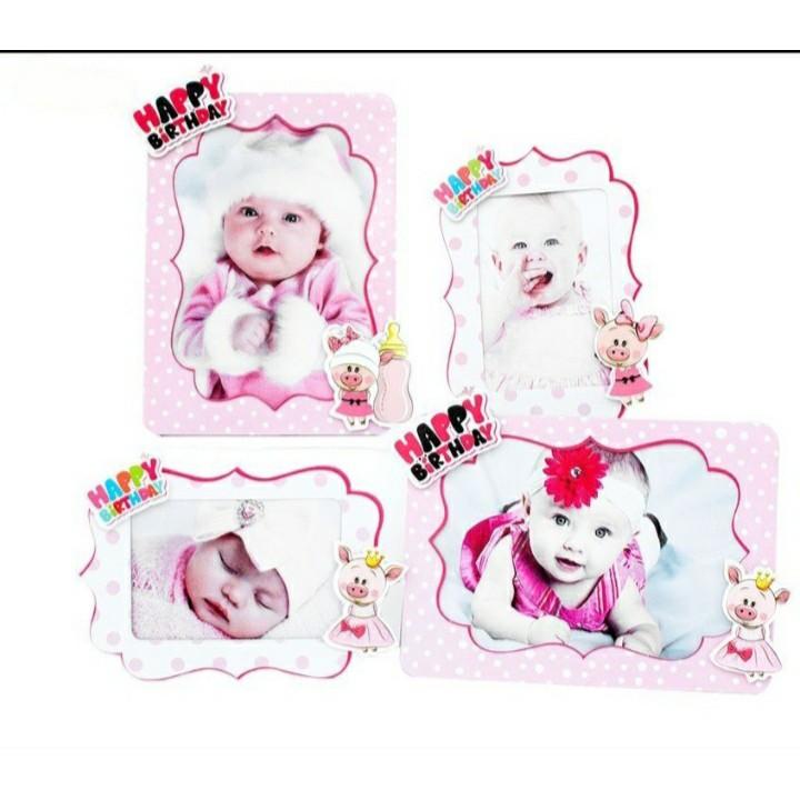Khung Hình Chủ Đề Dành Cho Bé Gái 1 cái 13x18, 1 cái 8x12 - Heo Hồng