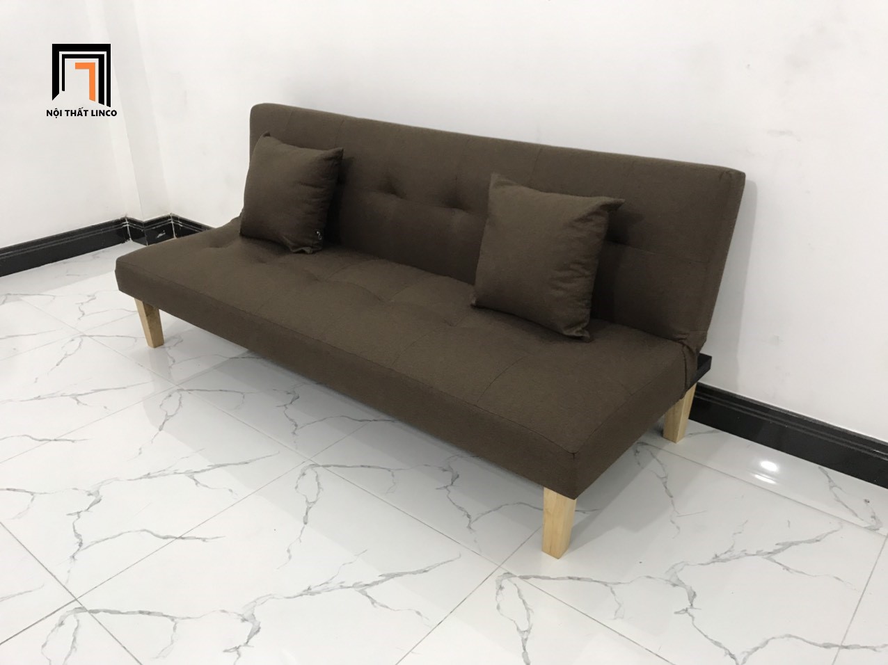 Ghế sofa giường nhỏ gọn nhiều kích cỡ màu nâu đậm