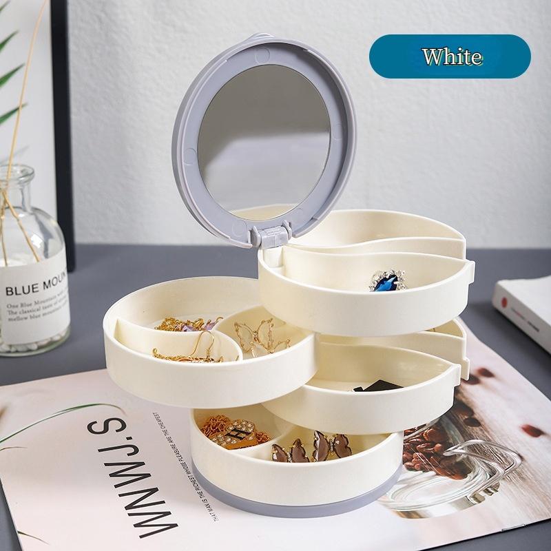 Hộp Đựng Trang Sức/Trang Sức Thiết Kế Bốn Tầng Có Thể Xoay 360 Độ Tiện Dụng