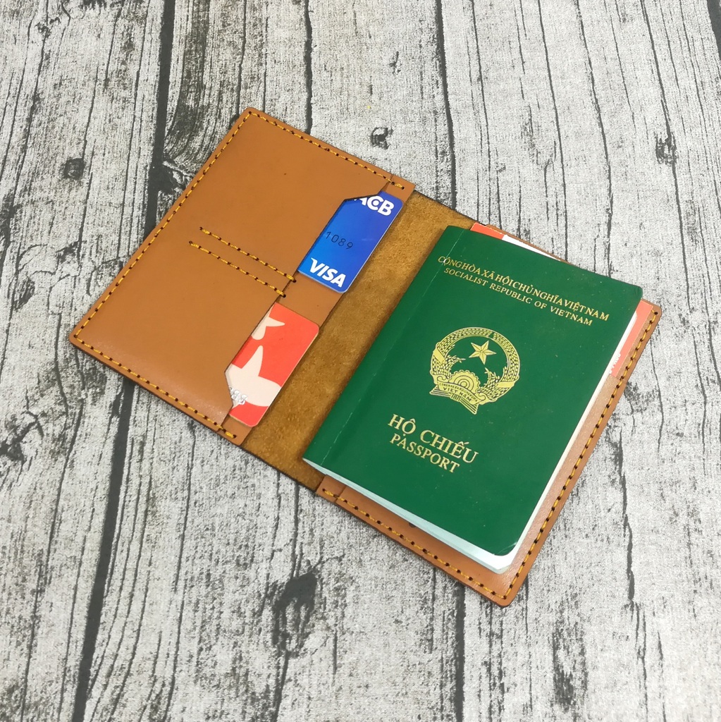 Ví đựng passport, bao da passport, ví đựng hộ chiếu, bao da hộ chiếu, ví đựng passport và thẻ, bao da hộ chiếu du lịch da bò handmade - PP8