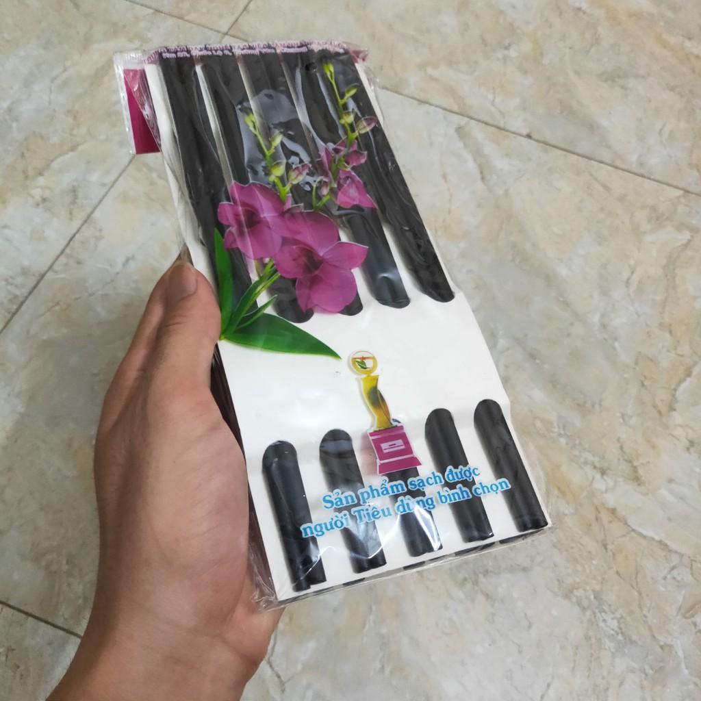 Bộ 10 đôi Đũa Xoắn Ổi Màu đen Hoa Mộc Lan