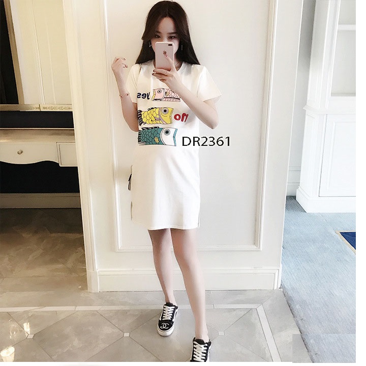 ĐẦM BẦU COTTON HỌA TIẾT ẤN TƯỢNG DR2361