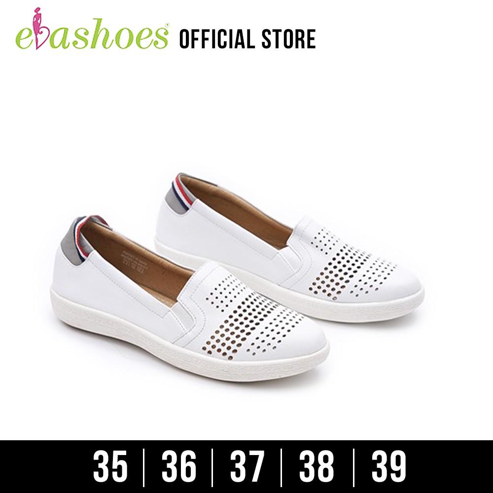 Giày Slipon đế bằng mũi nhọn dập laze da 1cm Evashoes EVA5169-3