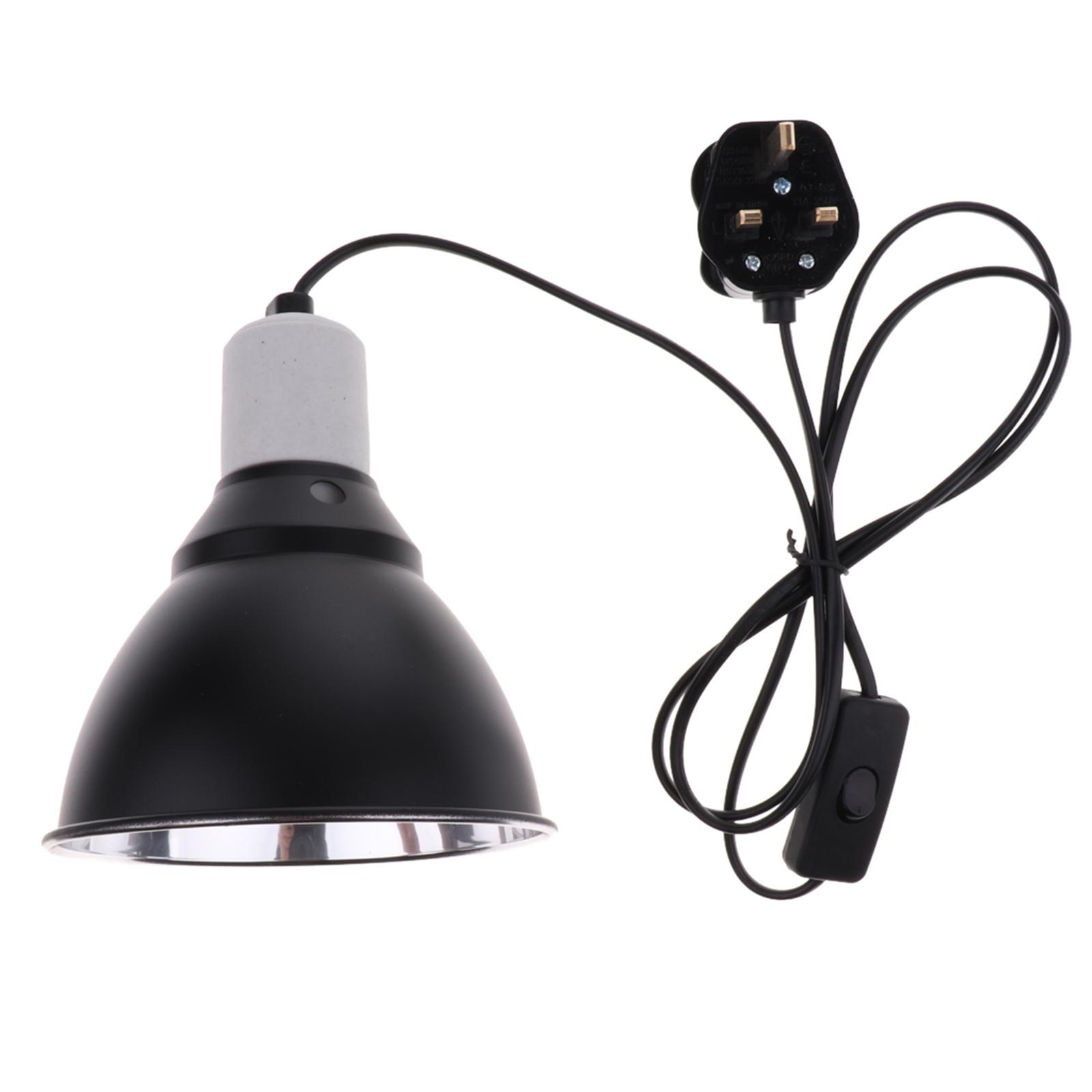 UK Plug Reptile Heating Light UVA UVB Bulb Dome Lamp Holder E27 Base with on/off Switch, Terrarium Vivarium Use