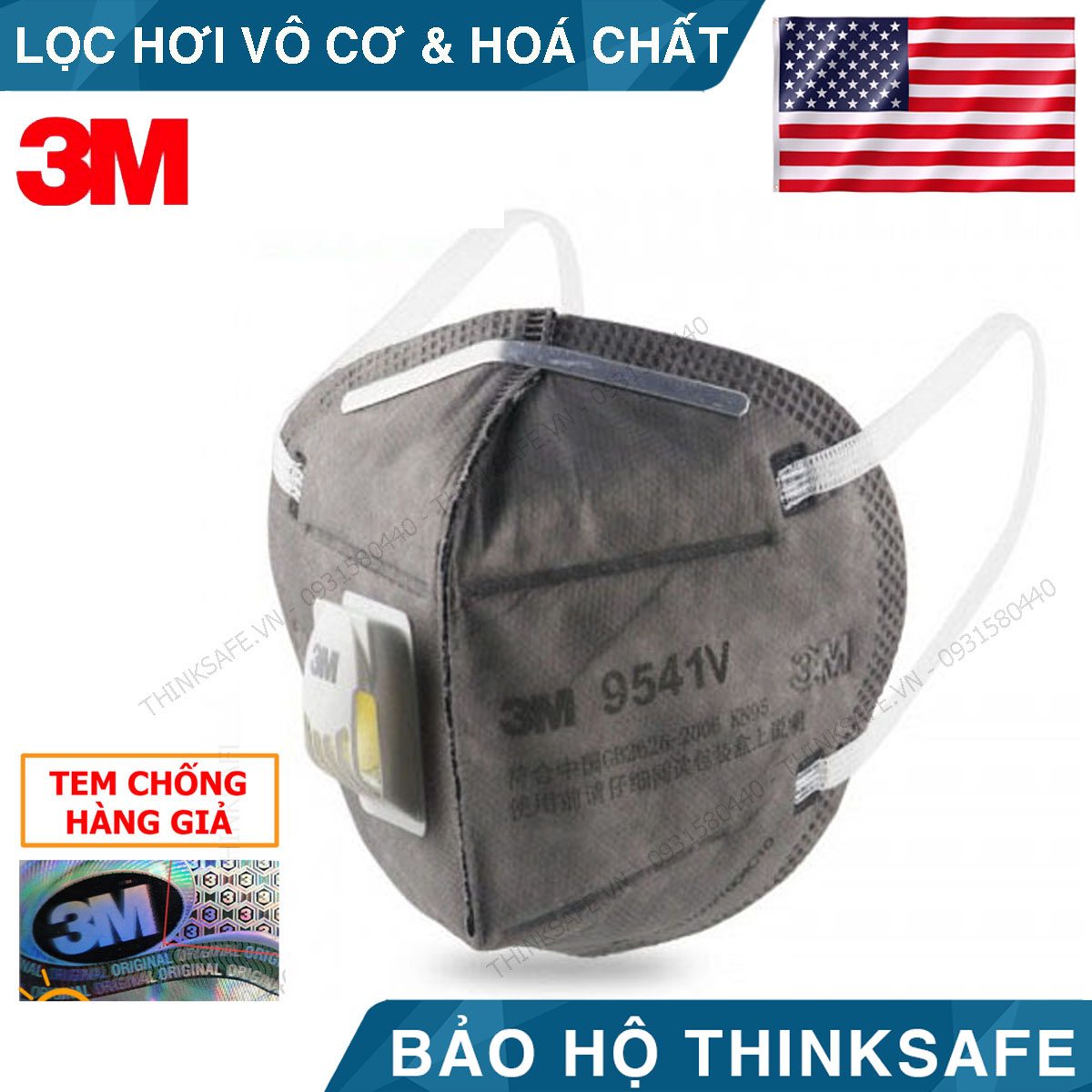 Khẩu trang 3D chống bụi bảo vệ hô hấp 3M 9541V - Khẩu trang 3M 9541V phòng dịch bảo vệ hô hấp