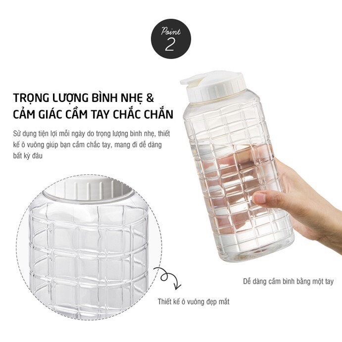 Bình đựng nước nhựa Chess Water Bottle 1.5L Nắp màu trắng