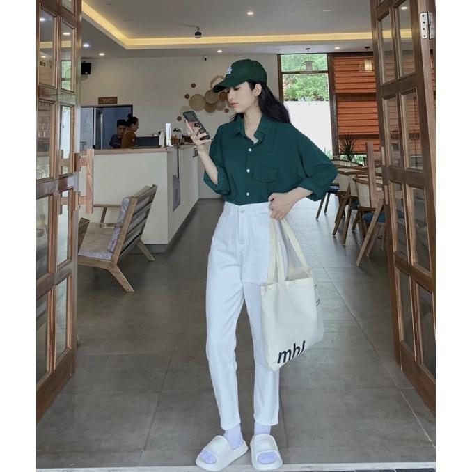 Sơmi đuôi tôm cách điệu dáng rộng oversize