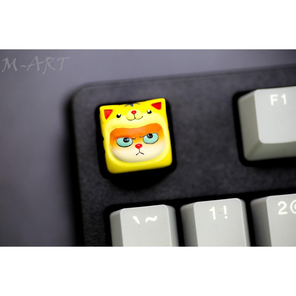 Keycap resin handmade mặt mèo giận dữ đáng yêu