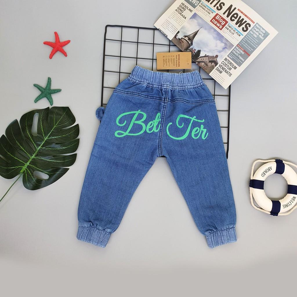 Quần dài jean thun mềm mại kiểu dáng cute cho bé trai gái size 2-10 ( 8-22kg