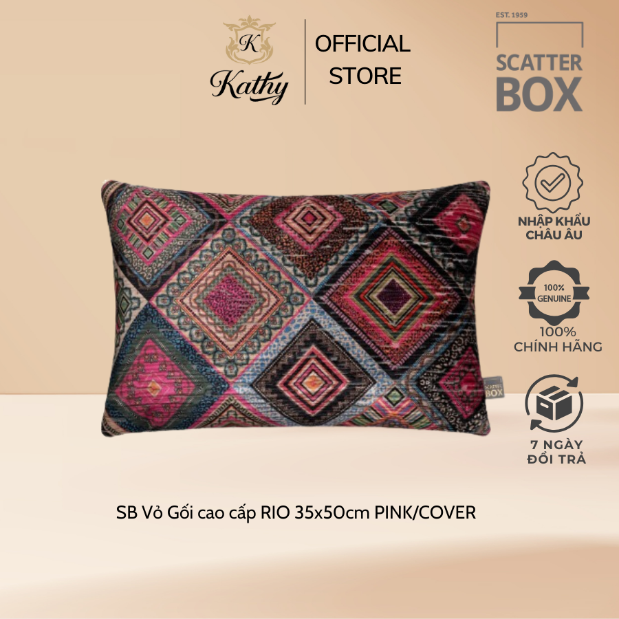SCATTER BOX Vỏ Gối cao cấp nhập khẩu Ireland Anh Quốc RIO PINK/COVER Kích thước 35x50cm/58x58cm Phong cách cổ điển