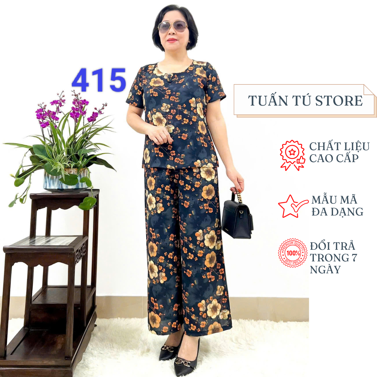 Đồ bộ trung niên cao cấp - lụa hàn châu siêu mềm, siêu mát - Sang Trọng và Quý Phái - Tuấn Tú Store