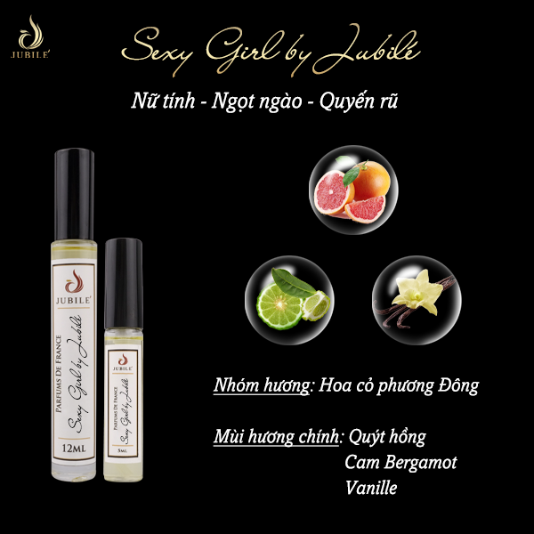 Set Tinh dầu nước hoa Pháp Nữ S.e.x.y Girl by Jubilé Dạng lăn 12ml + Dạng Xịt 5ml Thơm Lâu, Sang Trọng, Quyến Rũ
