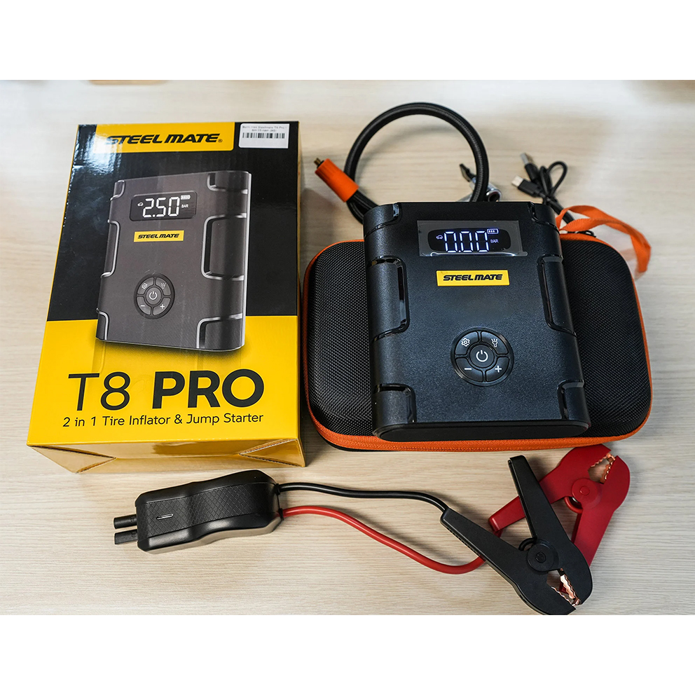 Bơm Điện Tử Mini + Kích Bình T8 Pro STEELMATE Dành Cho Xe Hơi