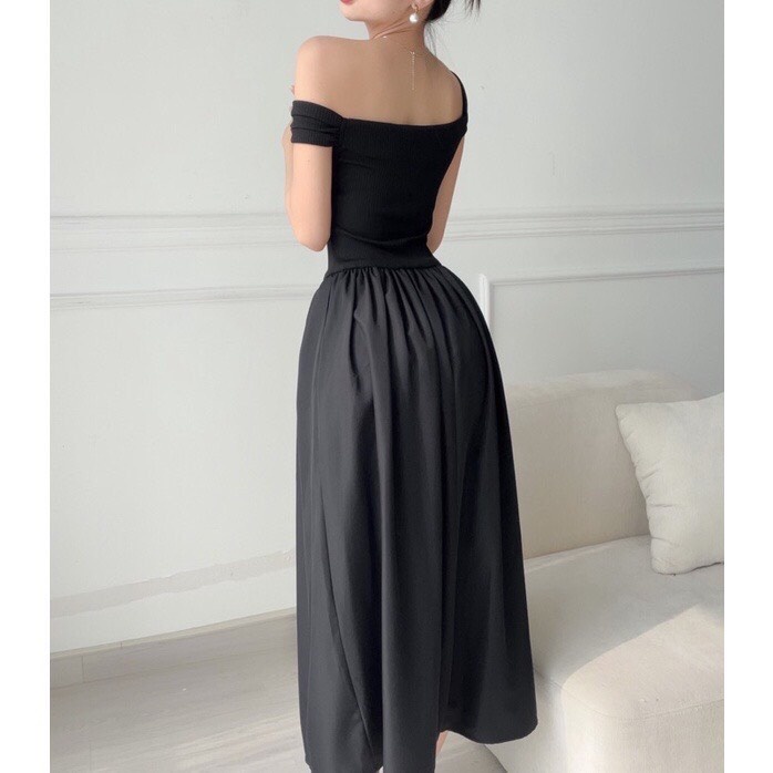 Đầm maxi dài trễ vai, váy xoè đi biển