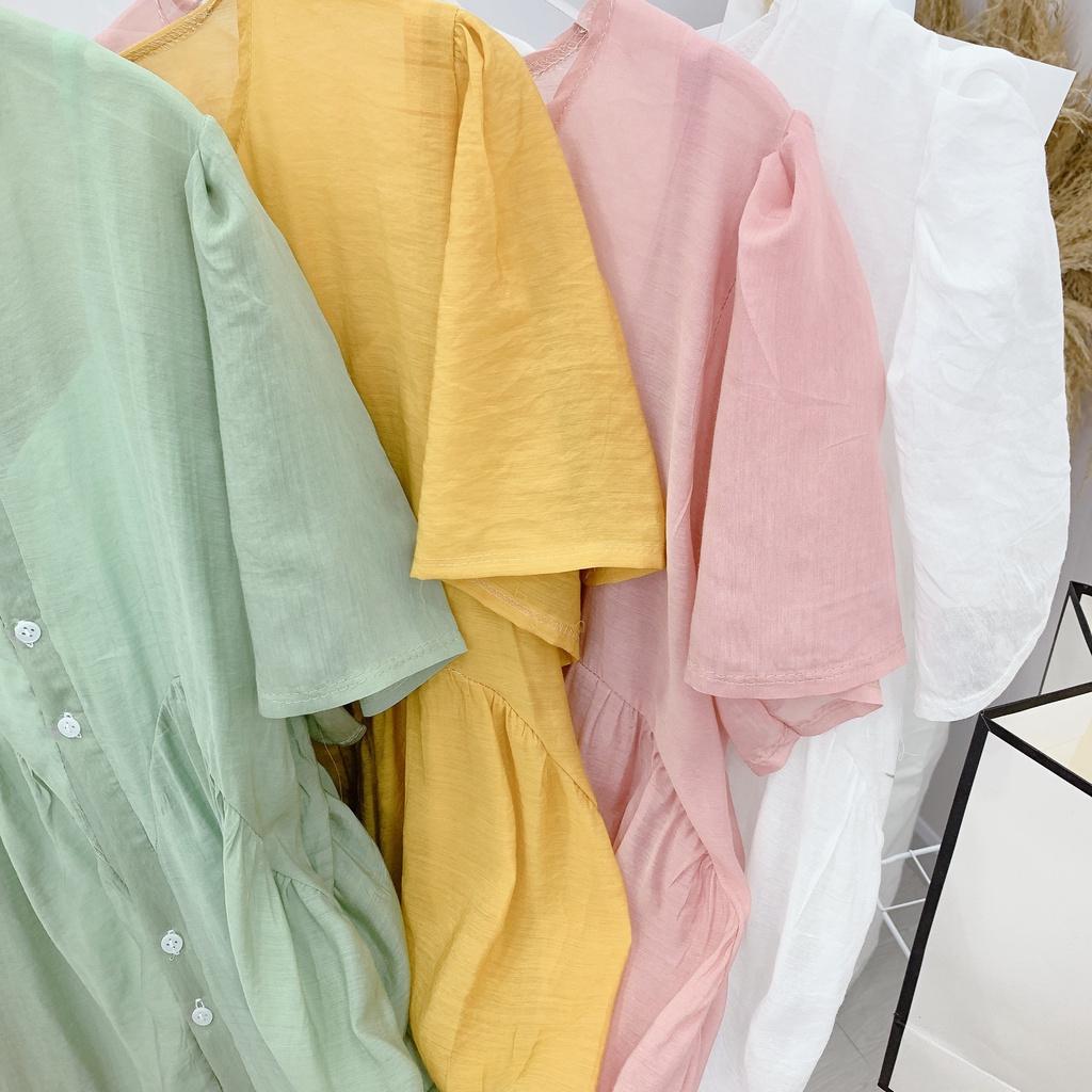 Đầm Maxi nữ bèo tơ   hàng tơ nhật QC, Váy bầu bèo tơ hot trend ( màu trắng/ vàng/ hồng/xanh