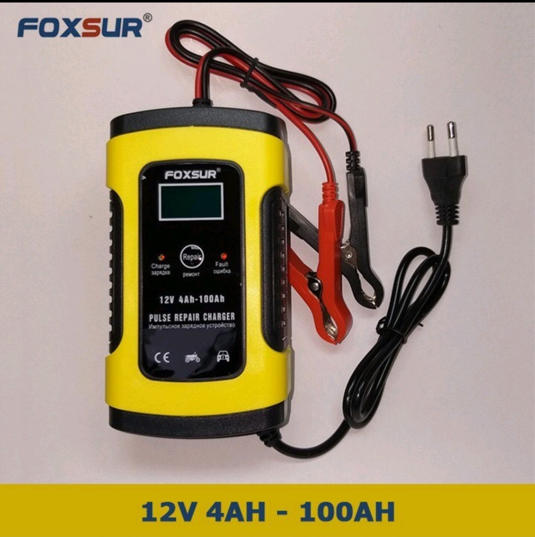Sạc bình ắc quy ô tô xe máy 12V 4Ah - 100Ah FOXSUR tự ngắt khi đầy chức năng bảo dưỡng phục hồi ắc quy bằng khử sunfat 4