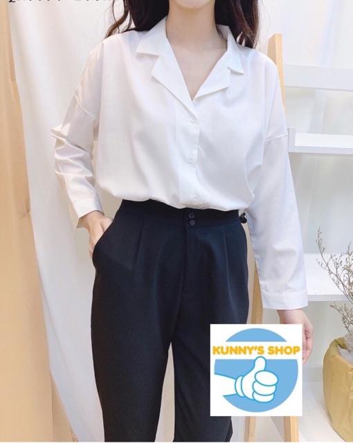 Sơ mi cổ vest trắng trơn