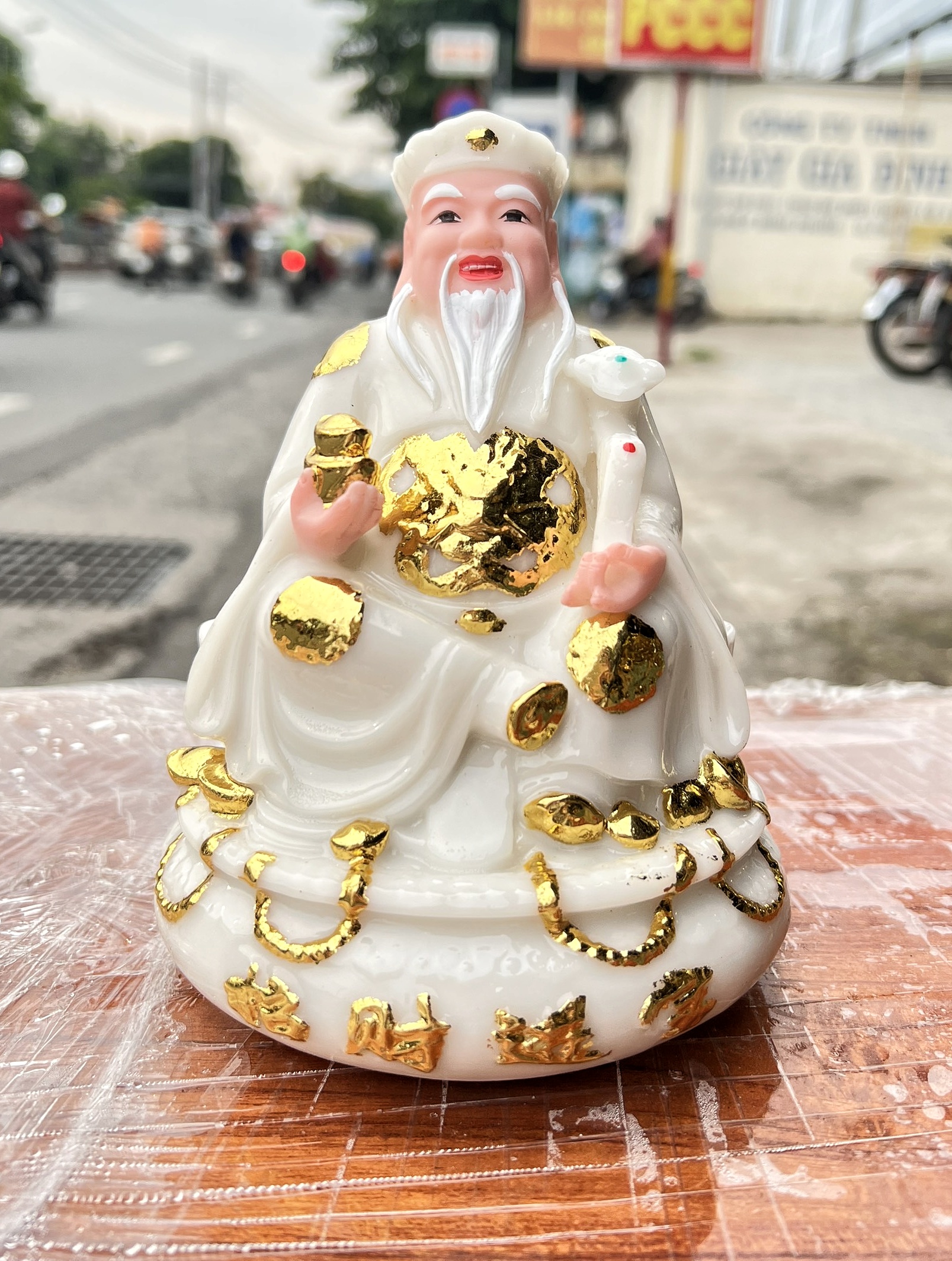 Tượng Thần Tài Thổ Địa Chiêu Tài Lộc Đá Việt Nam Cao 17cm