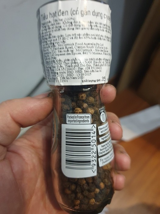 Tiêu hạt đen McCormick 35g nhập khẩu Úc