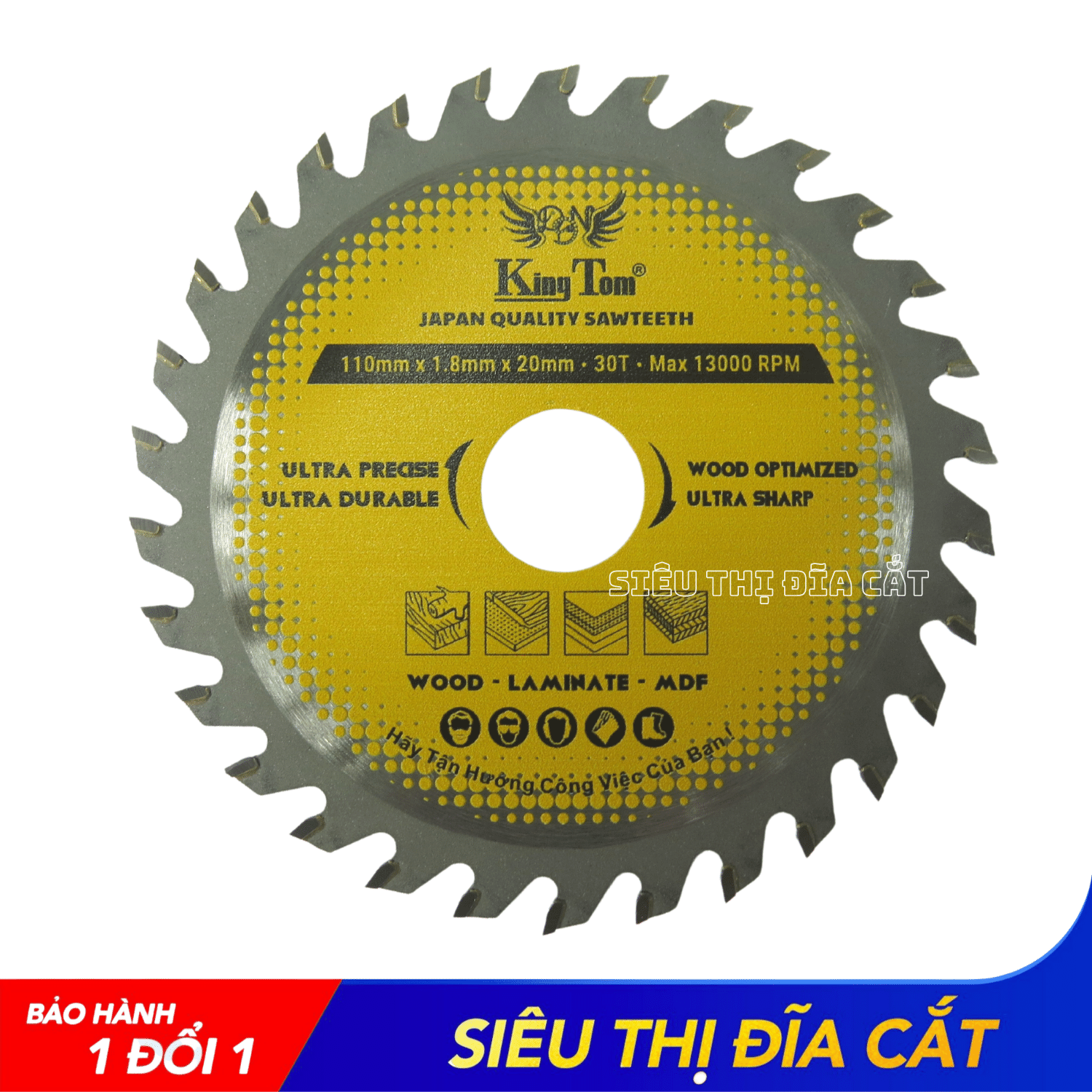 LƯỠI CƯA - LƯỠI CẮT GỖ 110-30 RĂNG KINGTOM VÀNG – CHẤT LƯỢNG VÔ ĐỊCH PHÂN KHÚC GIÁ RẺ!