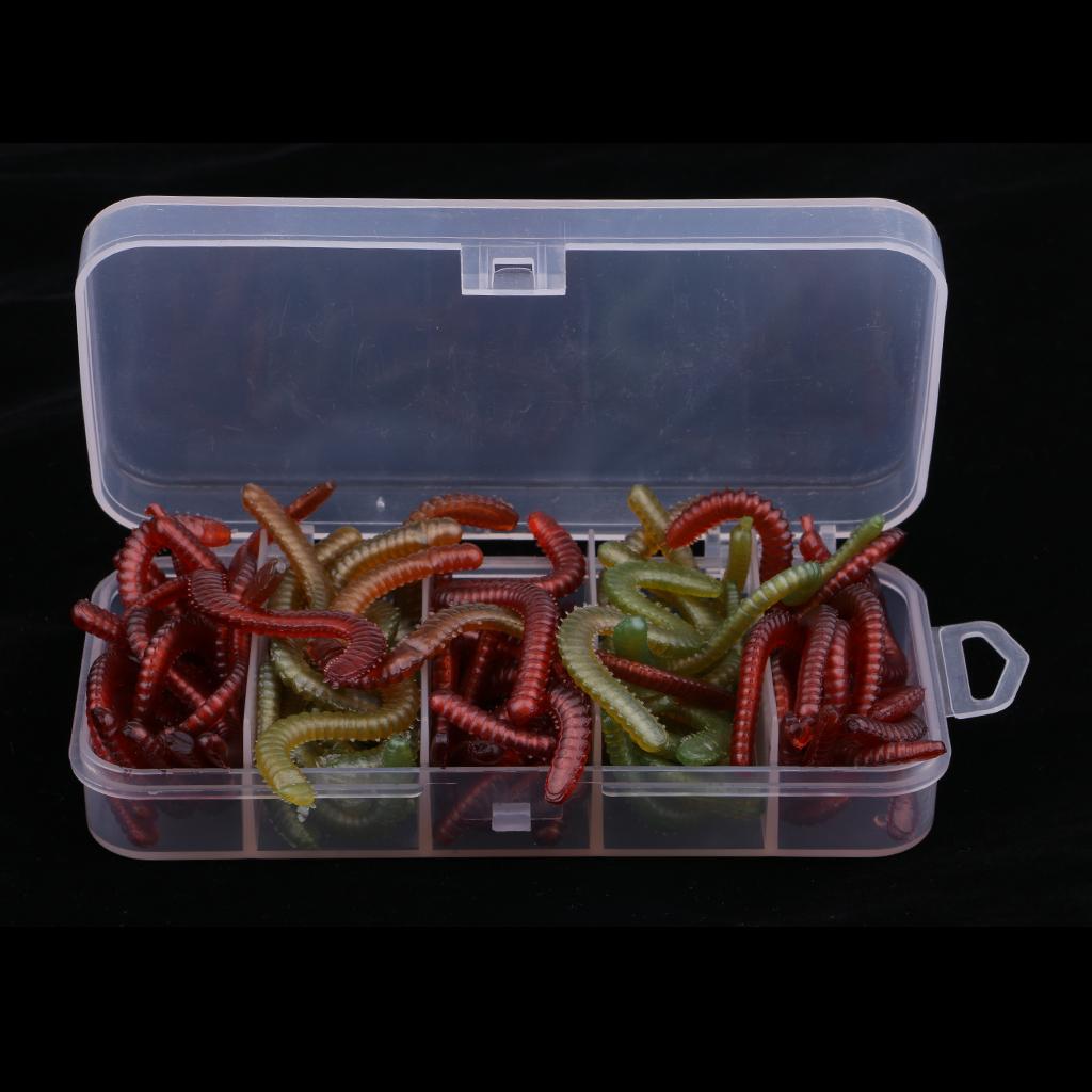 50pcs Bionic Worm Lures Soft Fishing Lure Earthworm Lure Crankbait