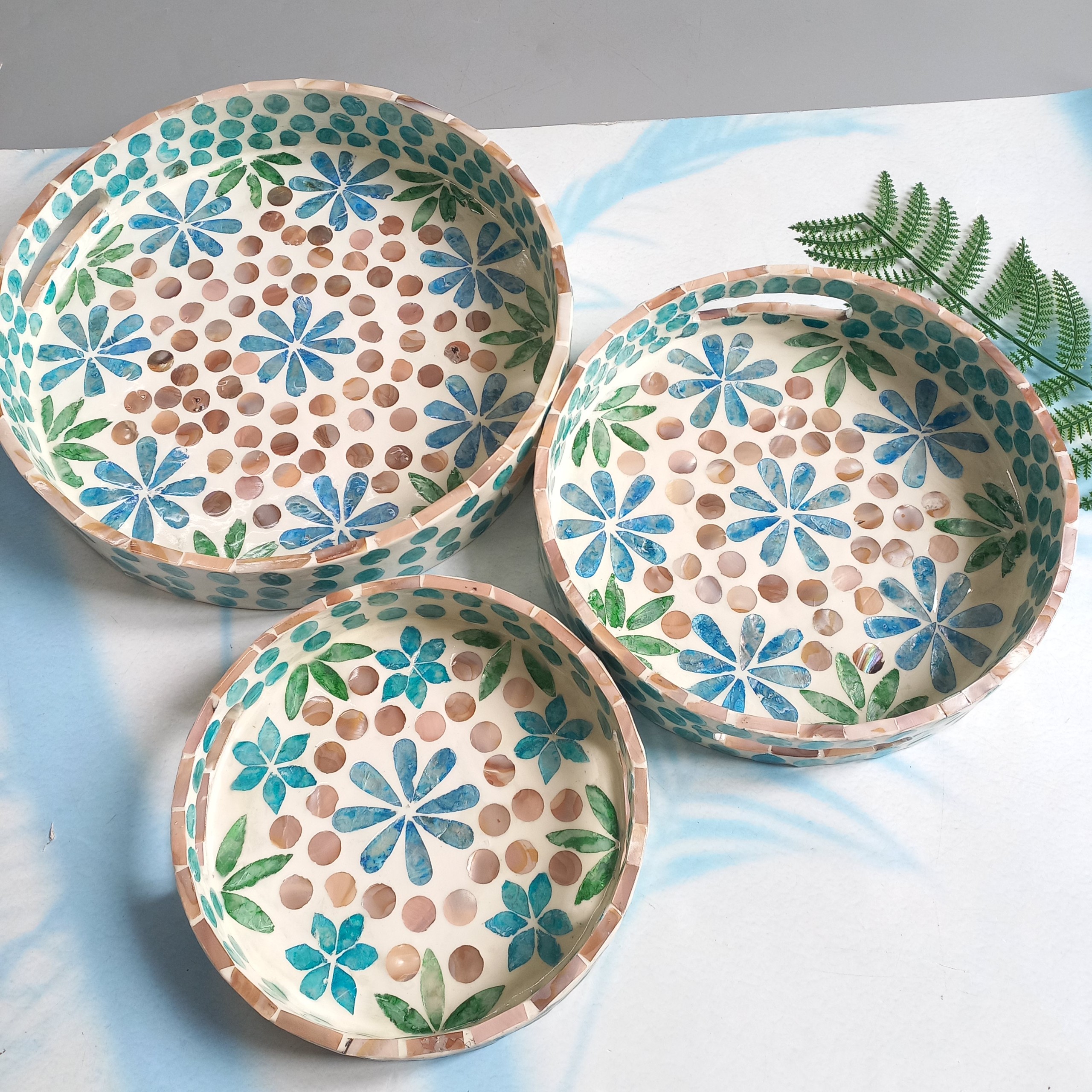 Khay Tròn Sơn Mài Khảm Trai Sang Trọng, Khay Đựng Đồ Dùng Mĩ Phẩm, Đồ Ăn Nhanh, Decor Chụp Ảnh