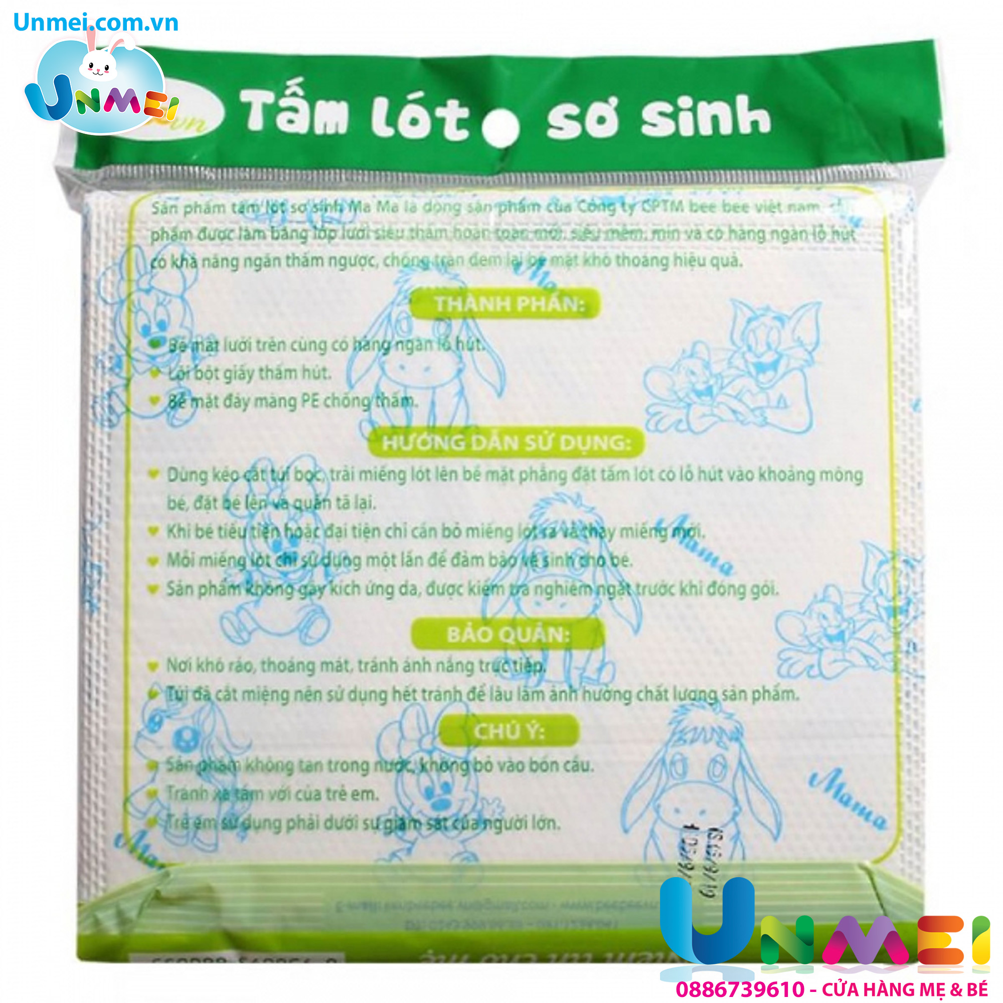 [Combo 10 gói] Tấm lót phân xu họa tiết vui nhộn sơ sinh cho bé Mama (30 tờ/túi x 10 )