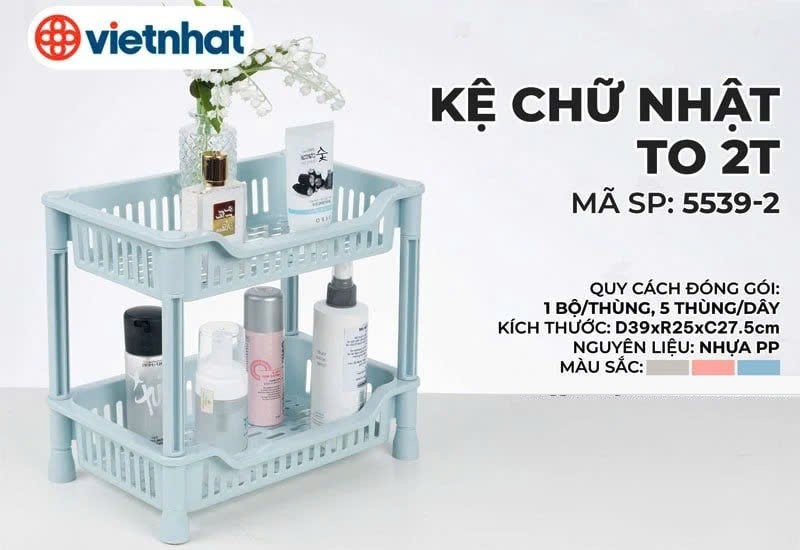 Kệ Chữ Nhật To 2T 3T 5539, Kệ đựng đồ đa năng phòng bếp, phòng khách, Giá đựng đồ trang trí decor tiện lợi
