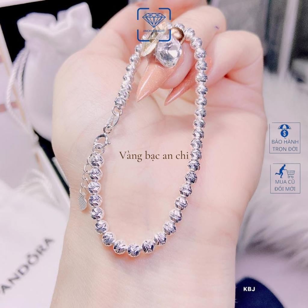 Vòng tay bi bạc 6mm phay sáng lấp lánh cực cute, trang sức bạc Anchi jewelry