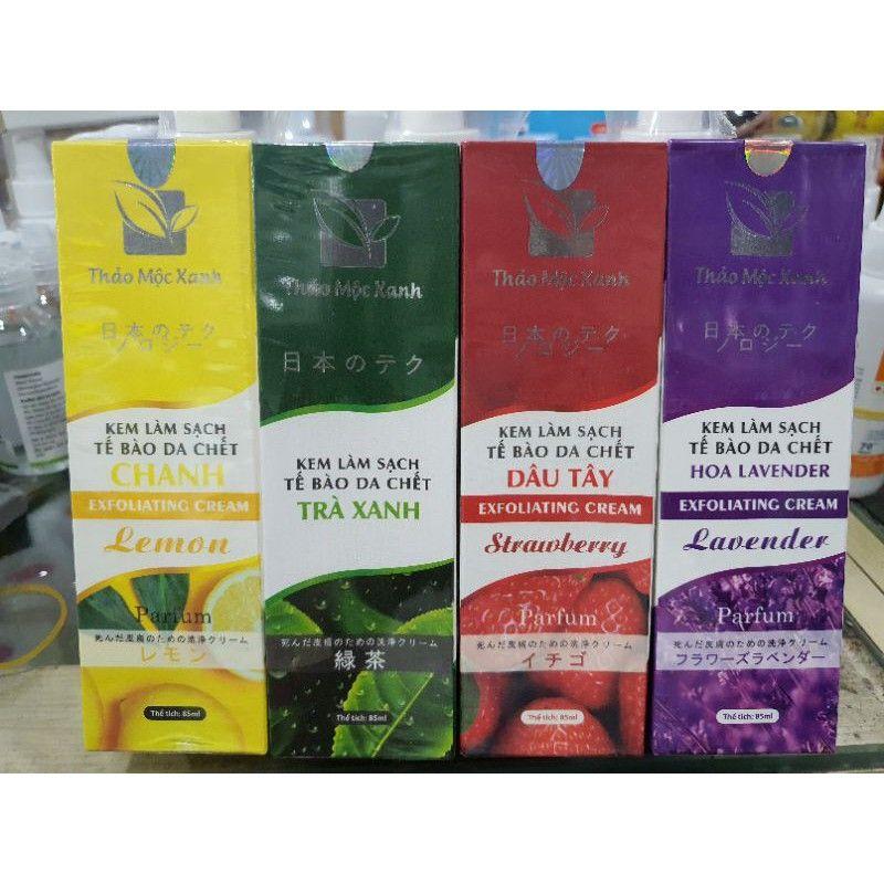 KEM LÀM SẠCH TẾ BÀO DA CHẾT Trà Xanh, Chanh, Dâu tây, Bơ, Lavender 85ml