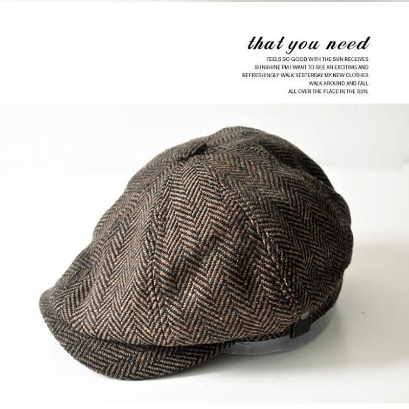 Unisex Thu Đông Newsboy Mũ Lưỡi Trai Nam Nữ Ấm Áp Tweed Hình Bát Giác Mũ Dành Cho Nam Thám Tử Nón Retro Dẹt Mũ Chapeau