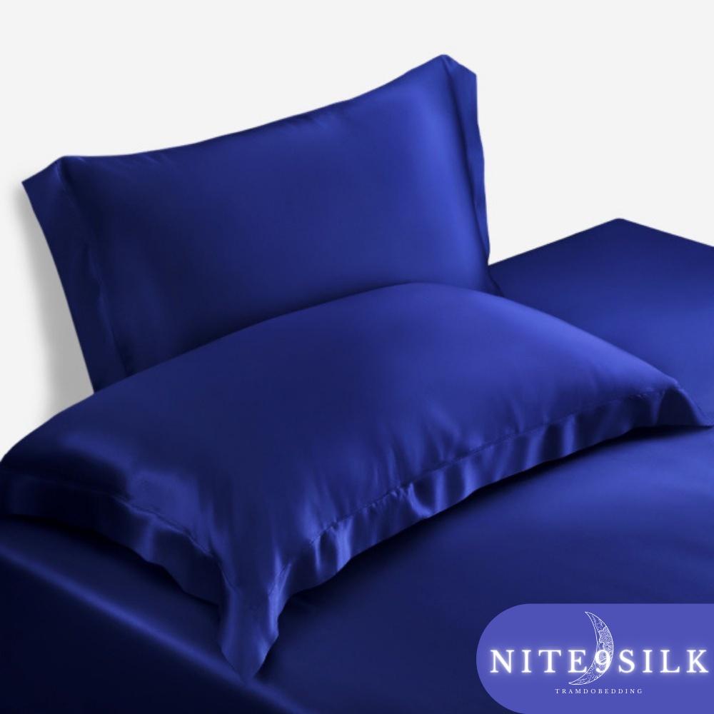 Bộ Chăn Ga Gối Lụa Bảo Vệ Mái Tóc - Chăn Ga Giường Lụa - Màu Xanh Dương - Nite9 Silk
