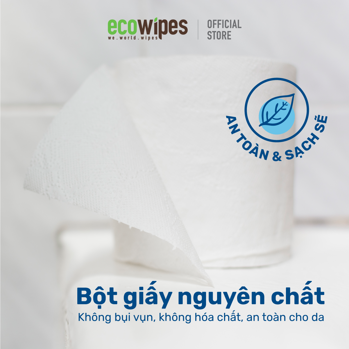 Giấy vệ sinh Ecotissue 3 lớp lốc 6 cuộn không lõi cao cấp mềm dai tự nhiên