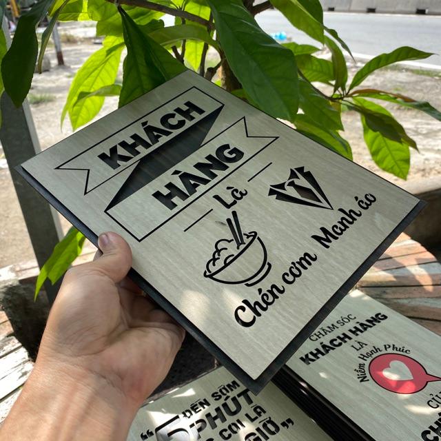 Tranh Trang Trí Tường TBIG055 Slogan tạo động lực treo văn phòng "khách hàng là chén cơm manh áo"