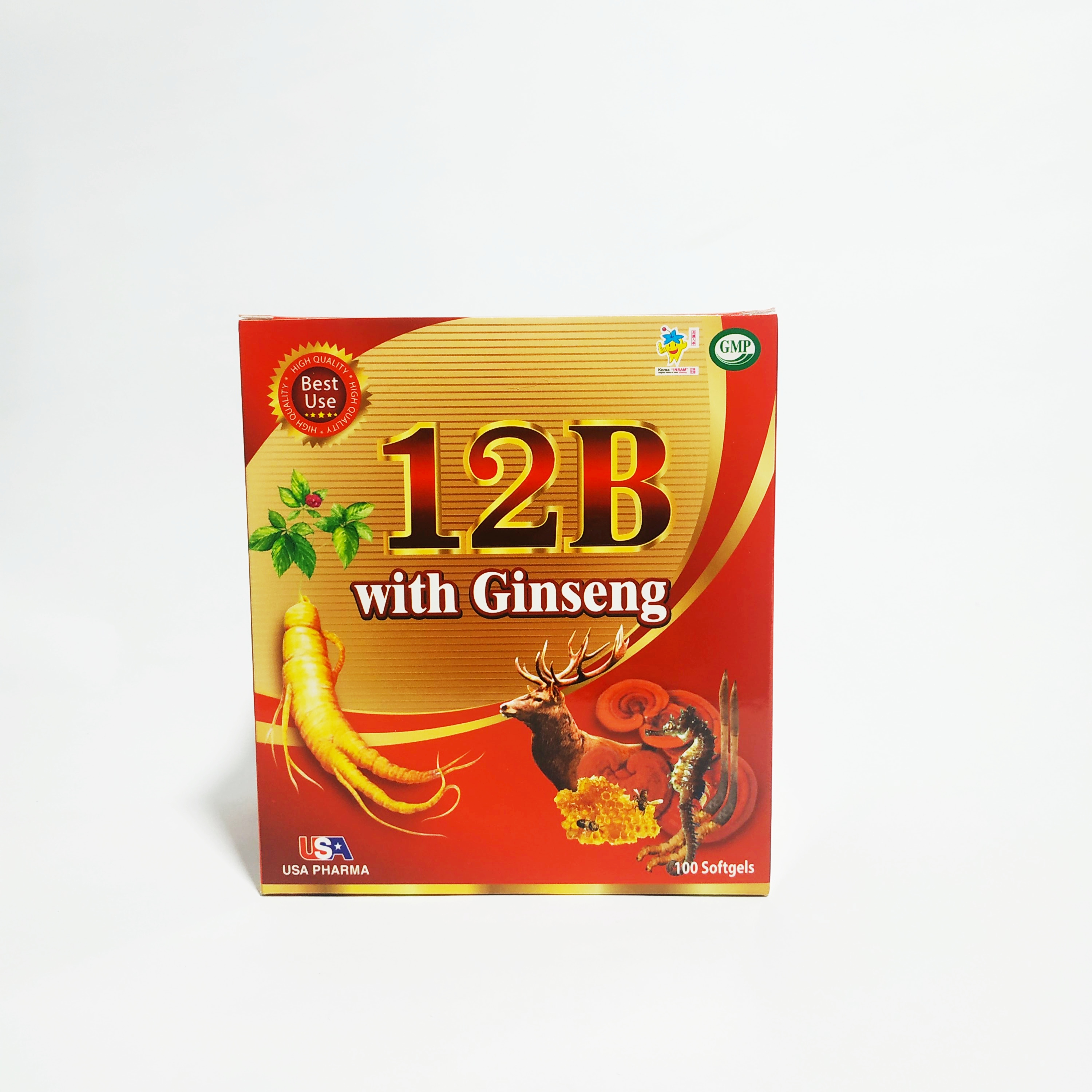 Viên Uống Bồi Bổ Sức Khỏe 12B With Ginseng - Giúp Phục Hồi Sức Khỏe - Nâng Cao Trí Lực - Bổ Sung Các Vitamin Nhóm B - Hộp 100 Viên