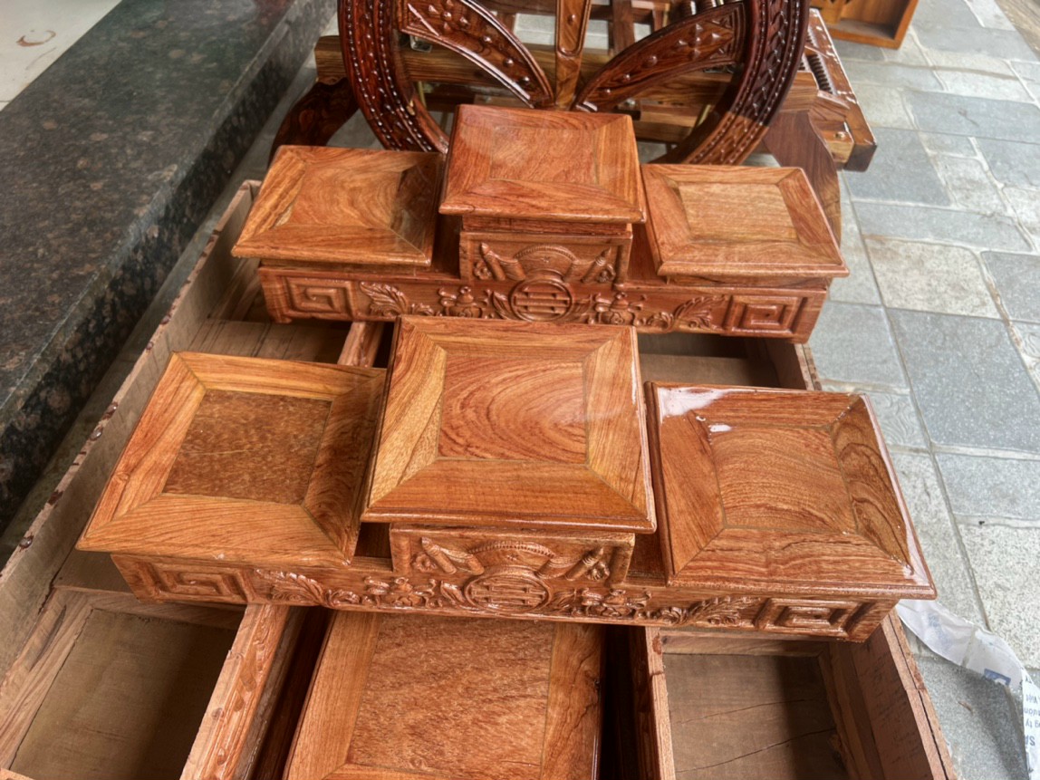 Đế tam sơn gỗ hương, tam cấp gỗ, bục tam cấp nhiều cỡ mặt