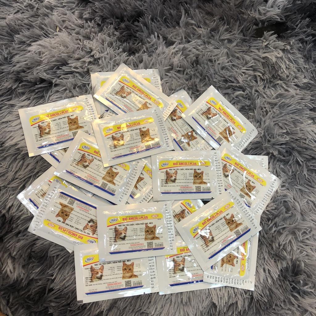 Amcoli Plus- Bột Hòa Tan Cho Thú Cưng Chó Mèo Viêm Phổi, Tiêu Chảy, gói 5gr
