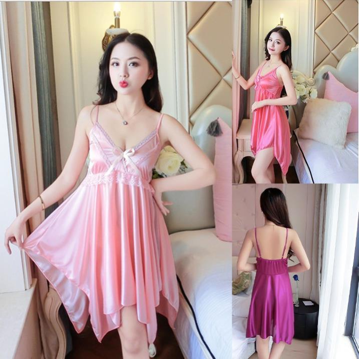 Đầm Ngủ Sexy Váy Ngủ Hàn Quốc ️FreeShip - Chất Đẹp️Lụa Satin 2 Dây Đẹp Gợi Cảm Quyến Rũ