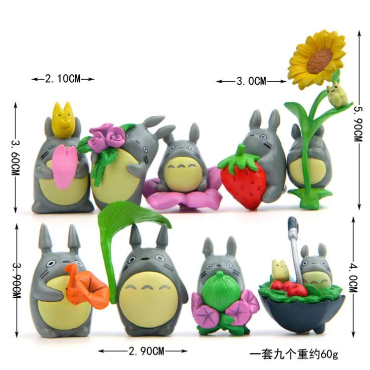 Bộ combo 09 mô hình Totoro nhỏ xinh cho các bạn trang trí tiểu cảnh, terrarium, DIY