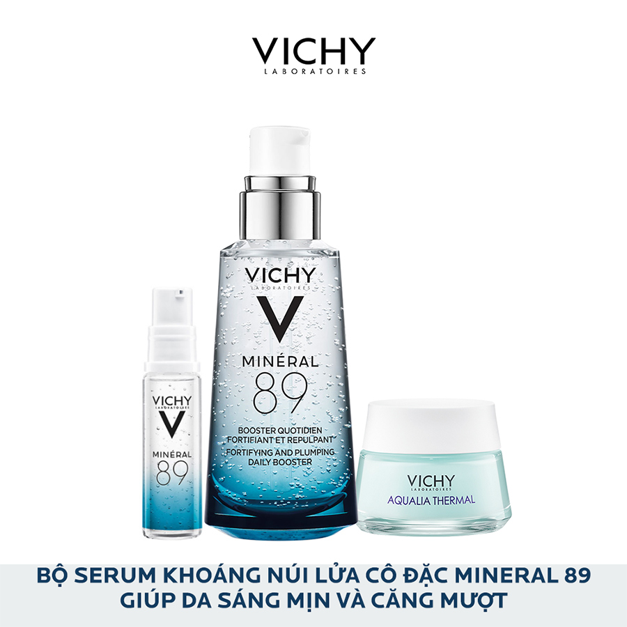 Bộ sản phẩm Serum khoáng Phục hồi chuyên sâu với Mineral 89 50ml và Kem dưỡng Aqualia cho da ẩm mượt suốt 48H 15ml