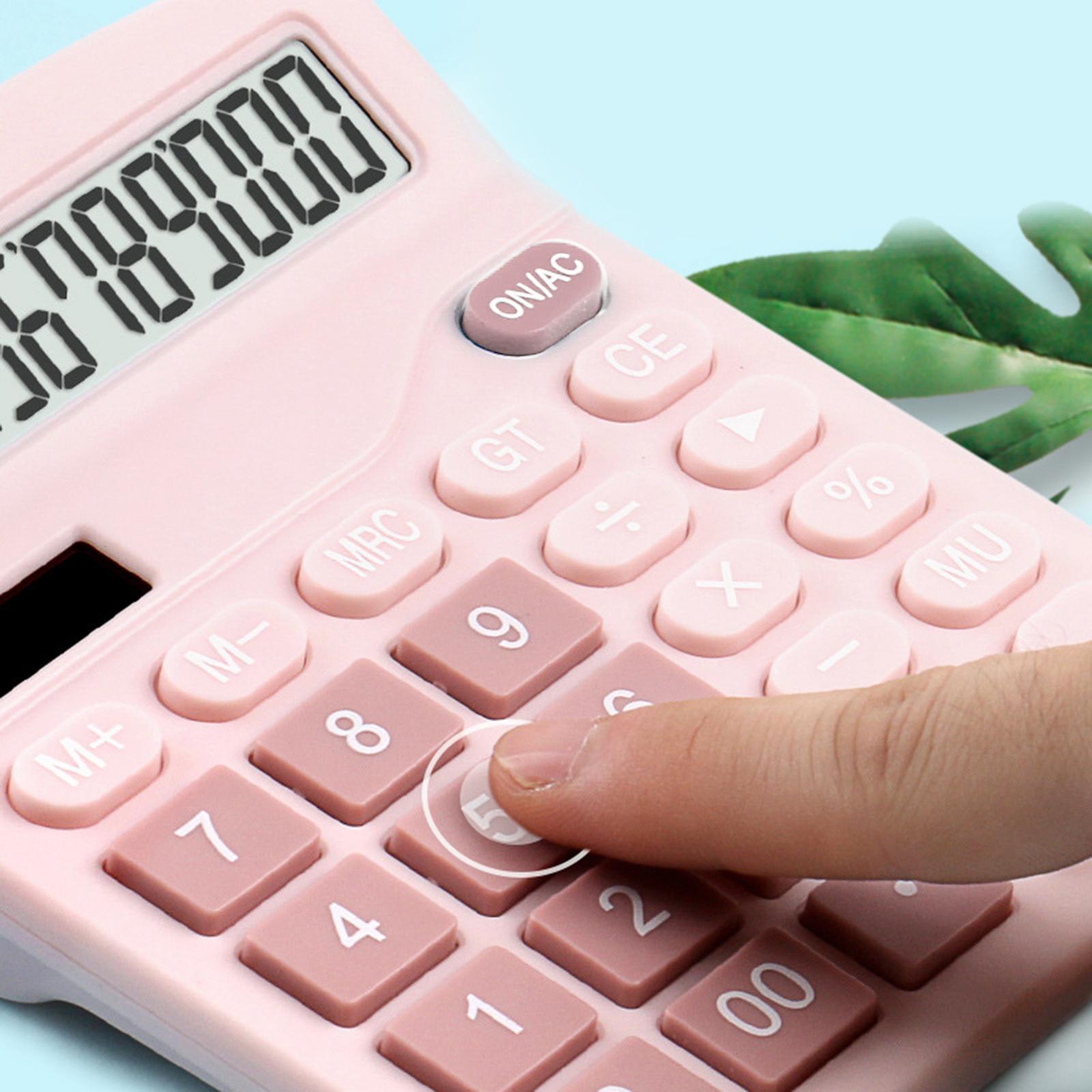 2xOffice Handheld Desktop Calculator Dual Solar Power Business Accounts Pink