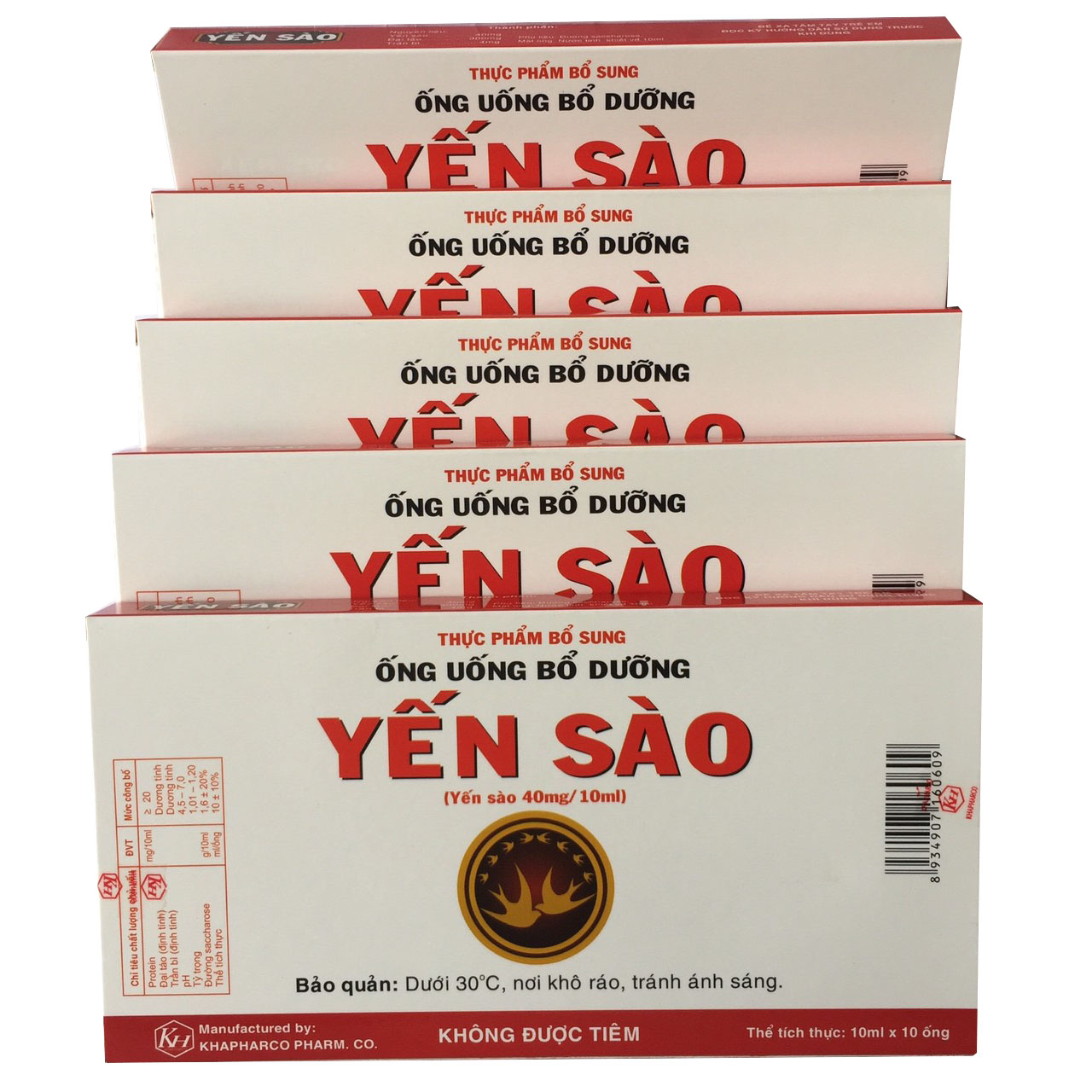 Combo 5 hộp Ống yến sào Khánh Hòa (50 ống x 10ml)