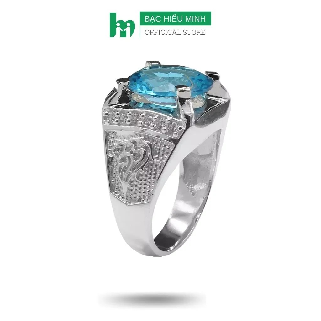 Nhẫn Nam Bạc Hiểu Minh NA347S - Đá Xanh - Bảo Hành Vĩnh Viễn