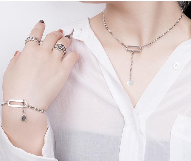 Set dây chuyền và lắc tay hình khối bất đối xứng