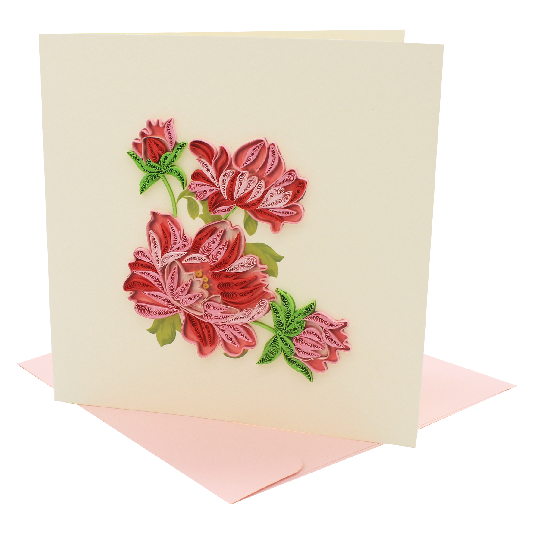 Thiệp Handmade - Thiệp Hoa mẫu đơn nghệ thuật giấy xoắn (Quilling Card) - Tặng Kèm Khung Giấy Để Bàn - Thiệp chúc mừng sinh nhật, kỷ niệm, tình yêu, cảm ơn...