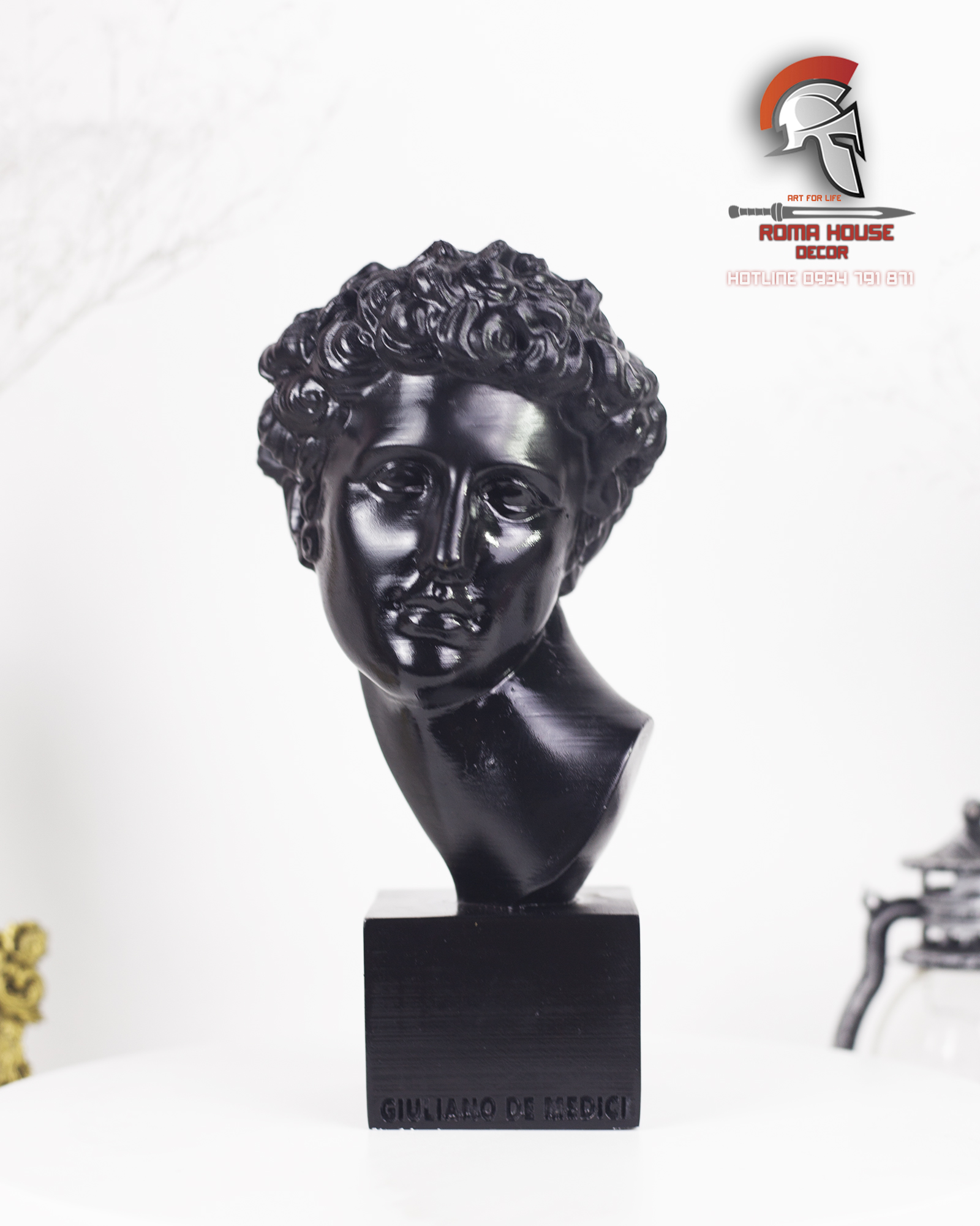 Tượng Giuliano De Medici 20cm phong cách cổ điển retro vintage trang trí nhà cửa showroom